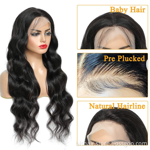 BodyWave Front Lace Wig Real Human Hair13x4 LaceFrontReal Human HairWig180% Density BrazilianRea lHuman HairLaceWig Naturalcolor